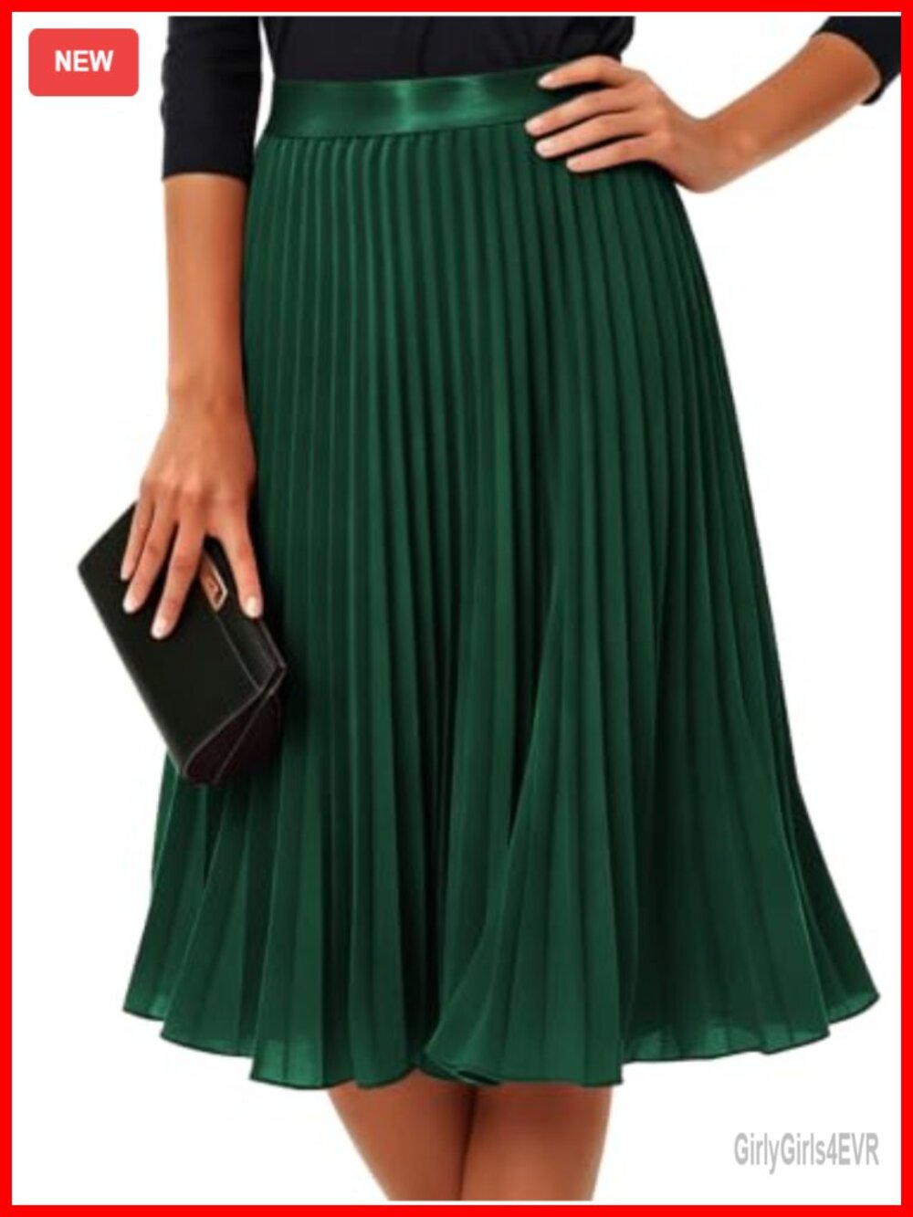 Pleated Midi Skirt Chiffon Lined Elastic High Waist A Line Flowy Skirt